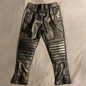 Toddler boy genuine leather pants.